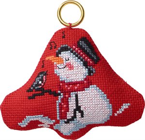 Mini kits broderi - snemand og syngende fugl